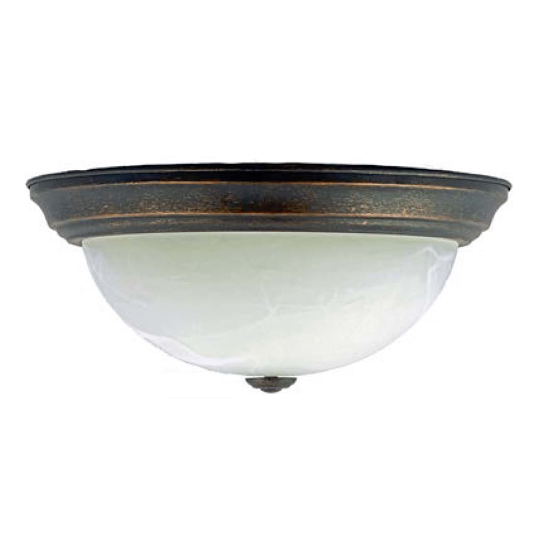 Abner 13'' Bedroom Ceiling Mount with Alabaster Glass- RB