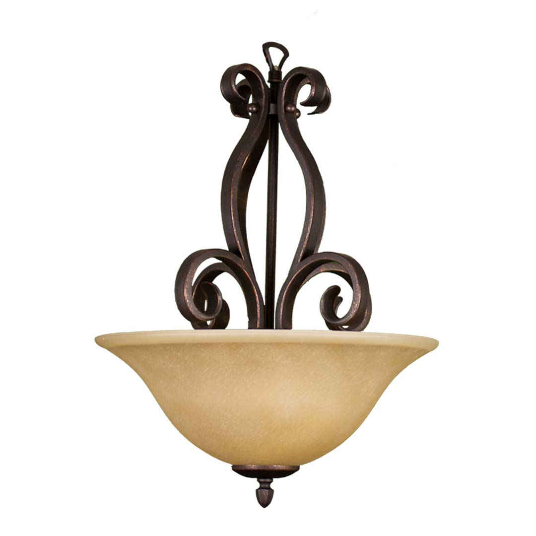 El Paso Series 16' Bowl Pendant - Tea Stain Glass