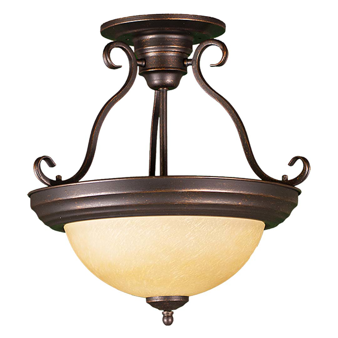 Semi Flush Entry Fixture - RB Tea Stained Glass