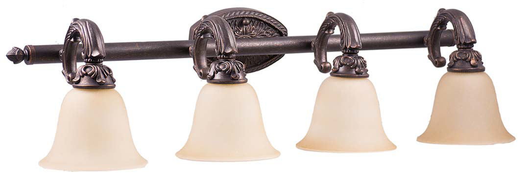 Frisco 4-Light Cast Vanity - RB Tea Stained Glass