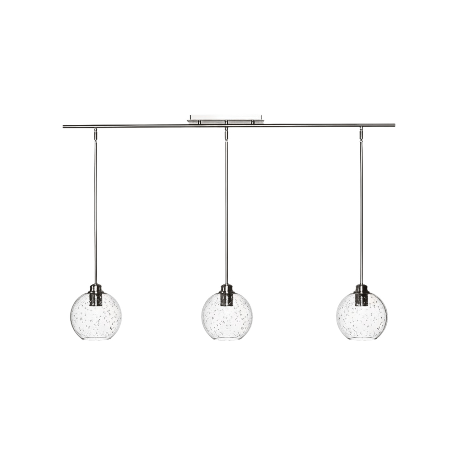 3-Light 54" Bar Pendant - NK  Clear Seeded Fishbowl Glass