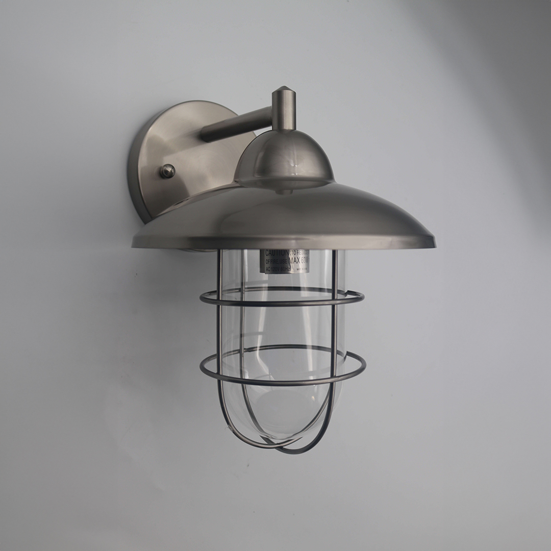 1-Light Wire Cage Patio - Stainless Steel