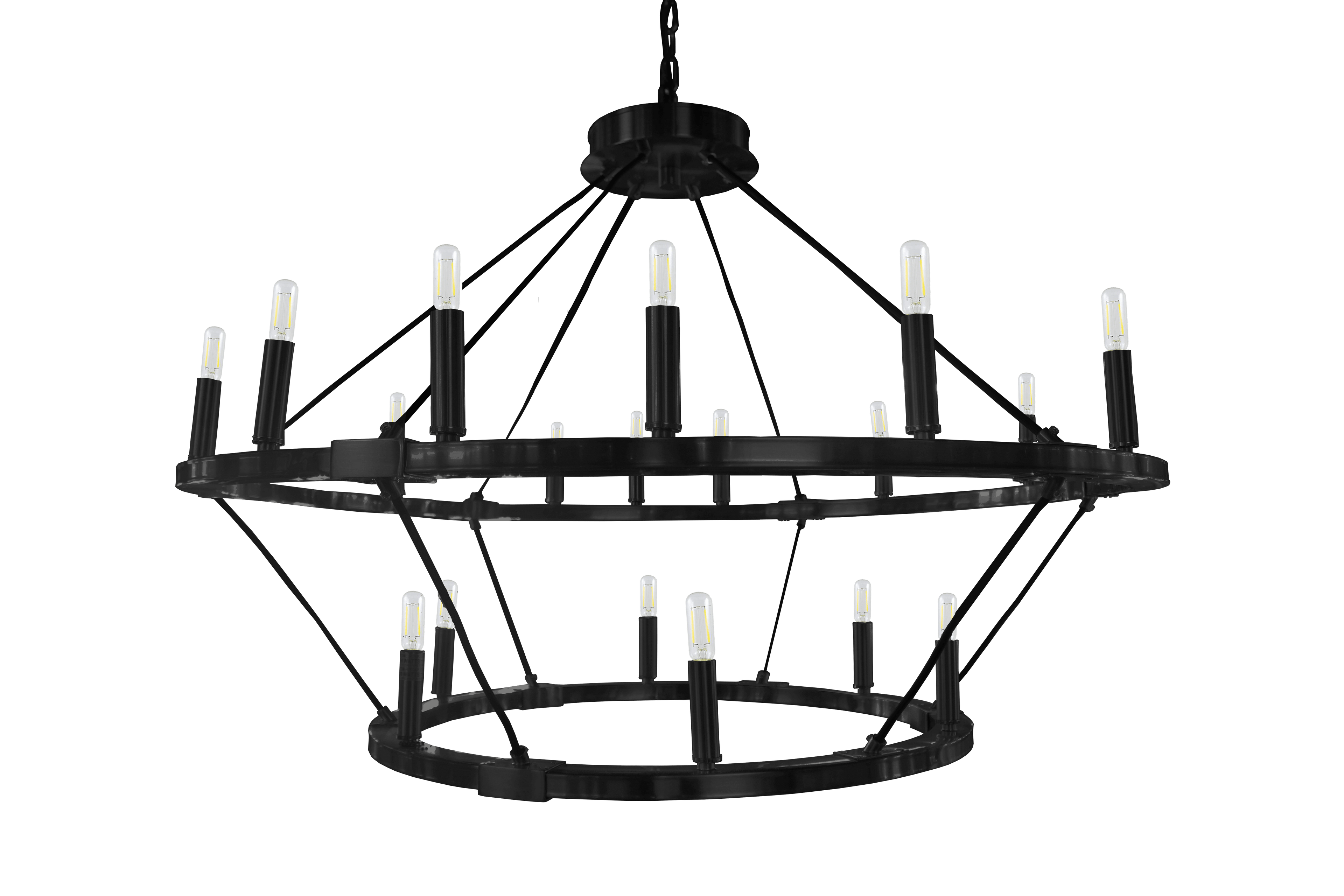12 + 6 Light 40"/26" Big Ring Double Tier Chandelier - MB T6-3K Lamps Included