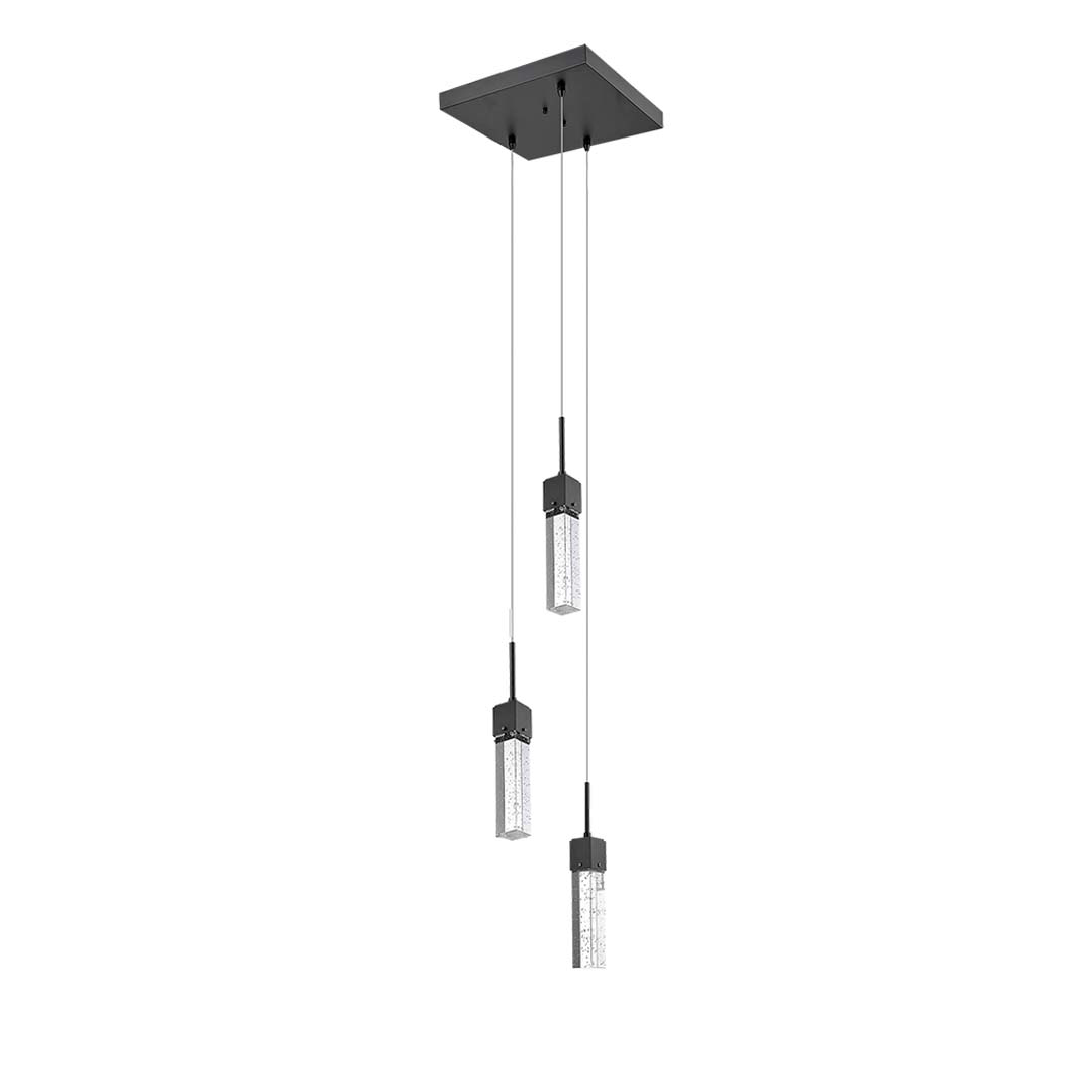 Vivio Pixi 3-light Illuminated Glass Cube Pendant - Matte Black