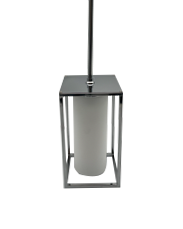 Enclosed White Glass Cylinder Pendant - CH