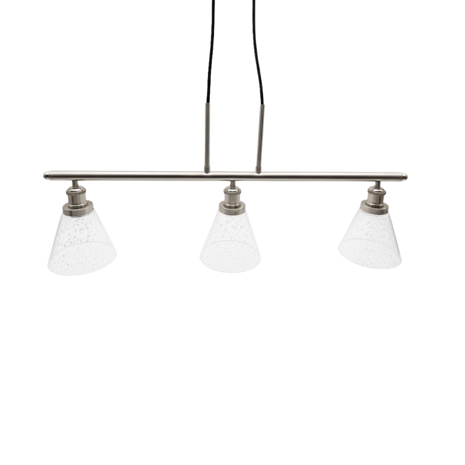 3-Light Island Pendant - NK Clear Seeded Cone Glass