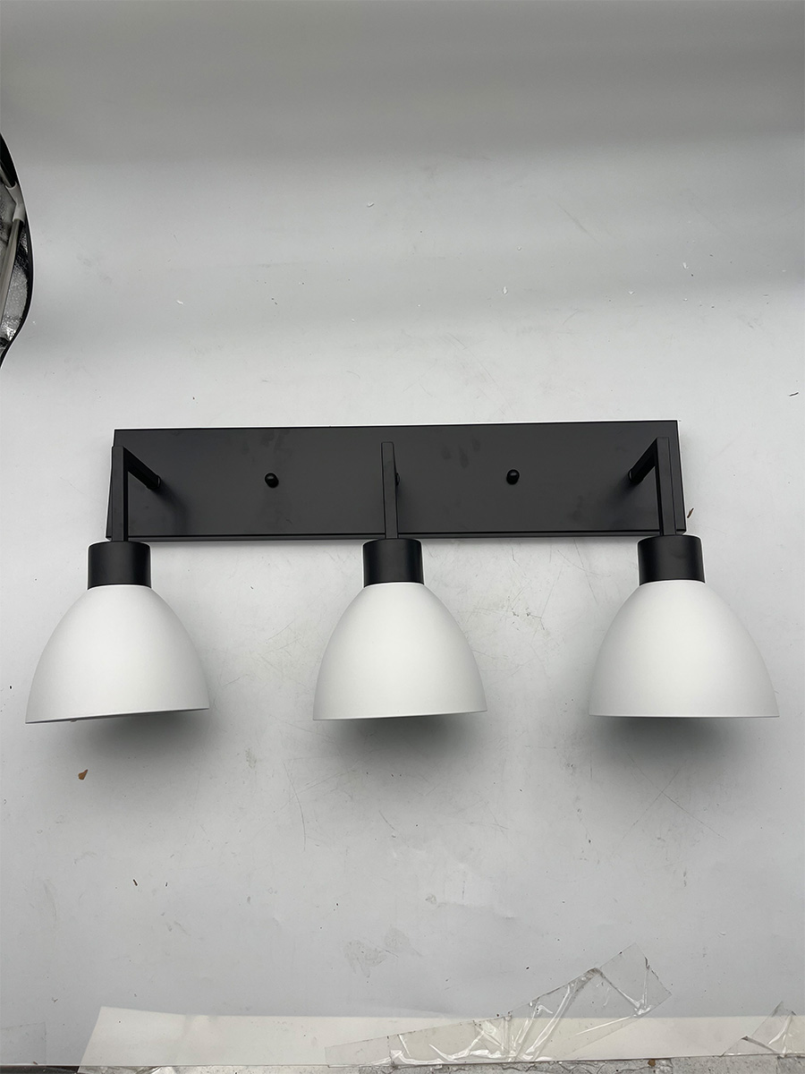 3-Light White Steel Shade Vanity - MB
