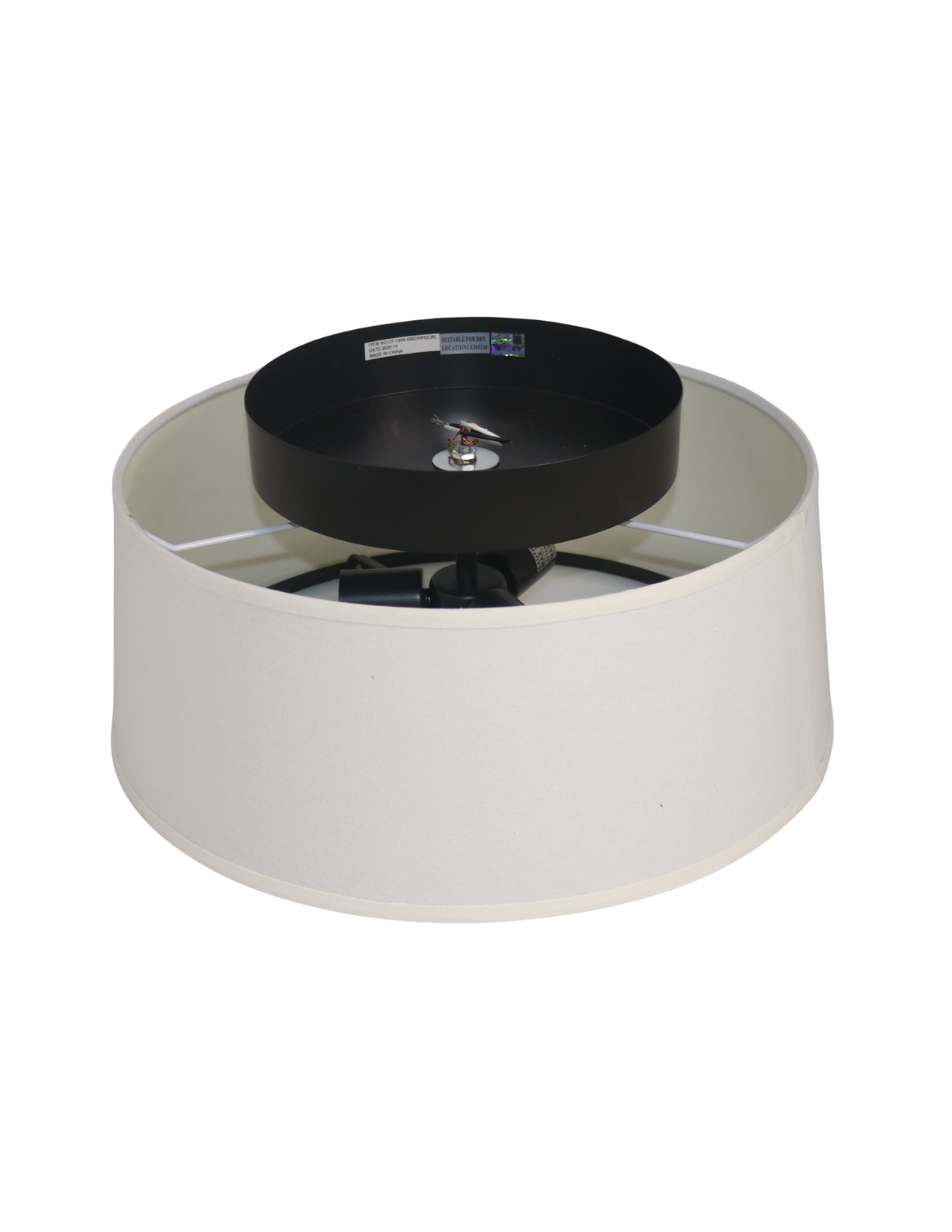 2-Light 18" White Fabric Drum Flush Mount - DBZ