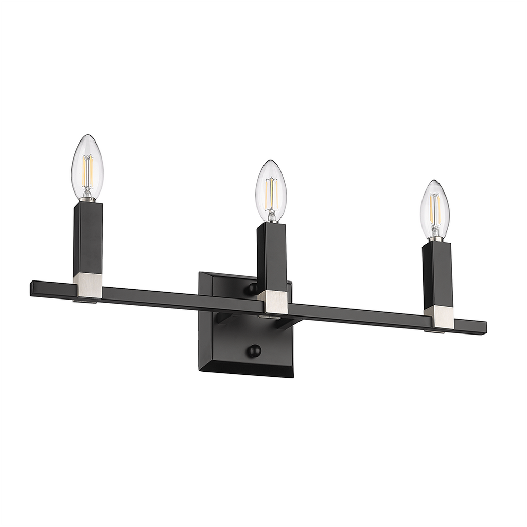 Vivio Maroni 3-Light Wall Sconce/Vanity - Matte Black/Brushed Nickel