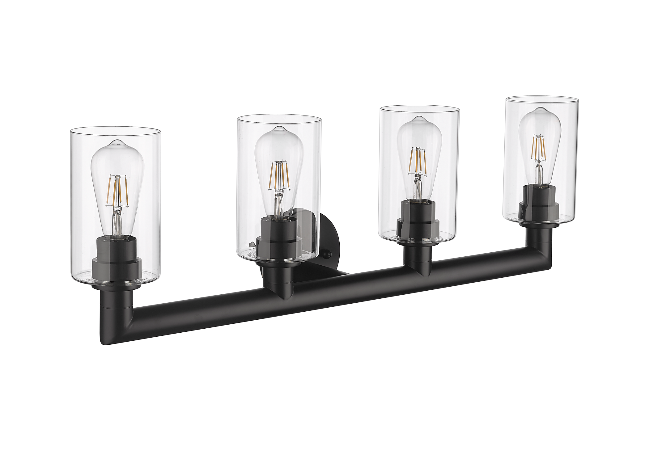 Vivio Yarra 4-Light Vanity - Matte Black - Clear Cylinder Glass