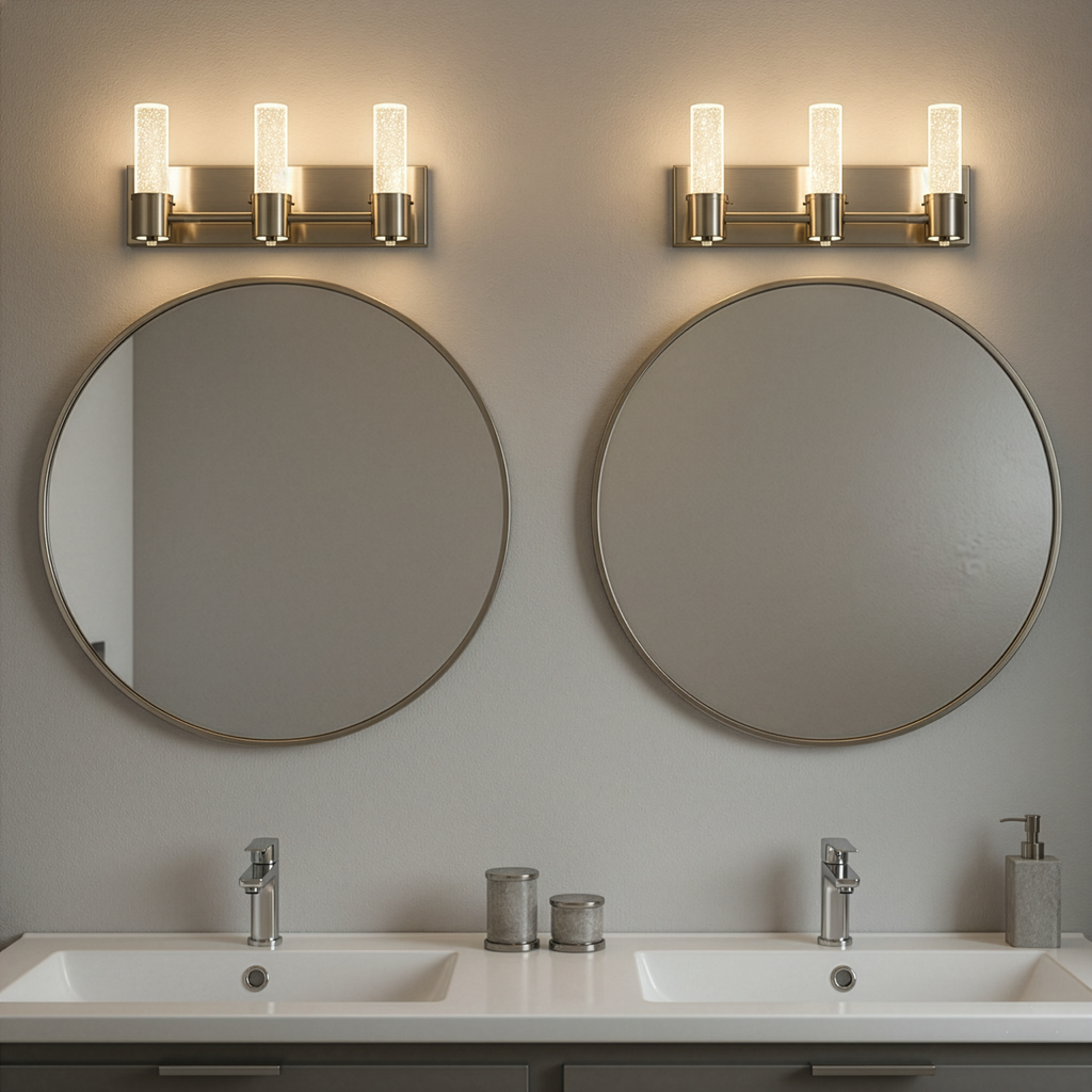 Vivio Soffi LED Rectangle Vanity - Brushed Nickel Seeded Glass 15W 4000K
