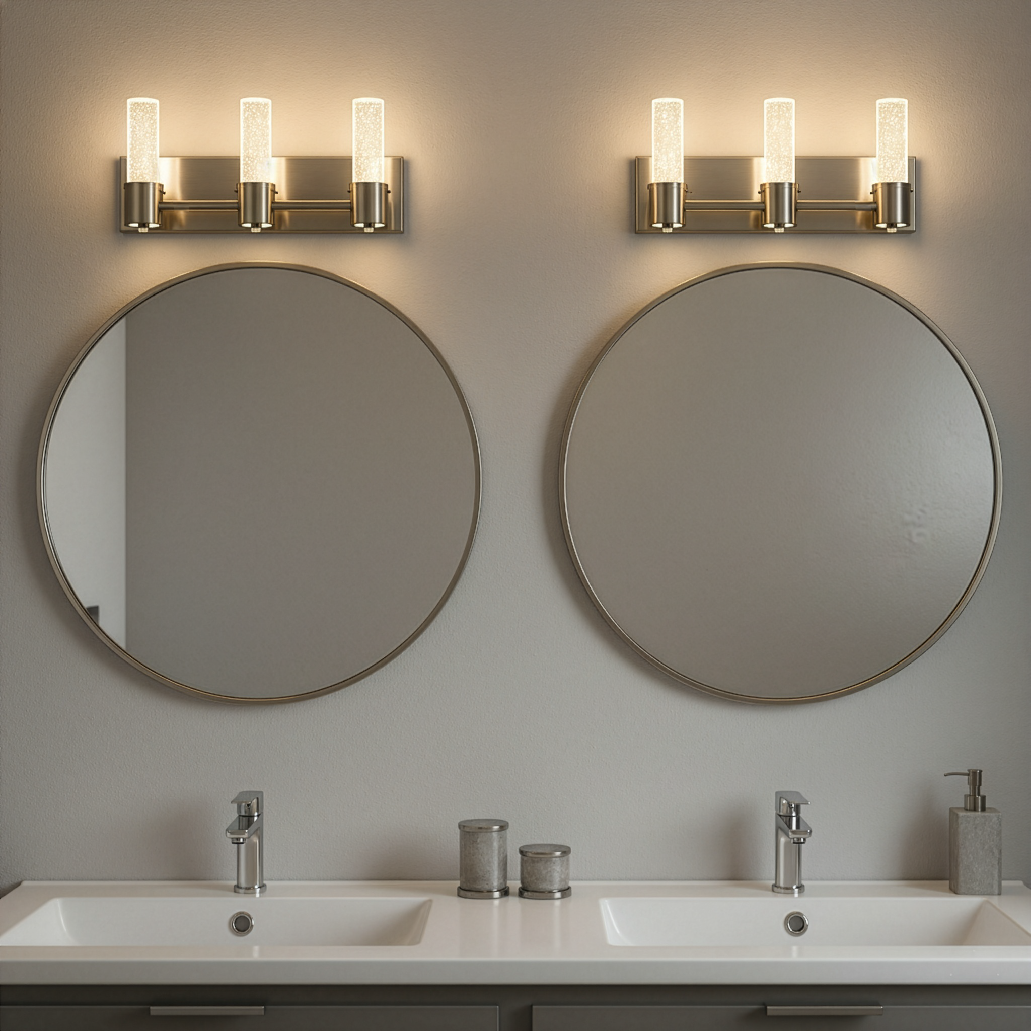 Vivio Soffi LED Rectangle Vanity - Brushed Nickel Seeded Glass 15W 4000K