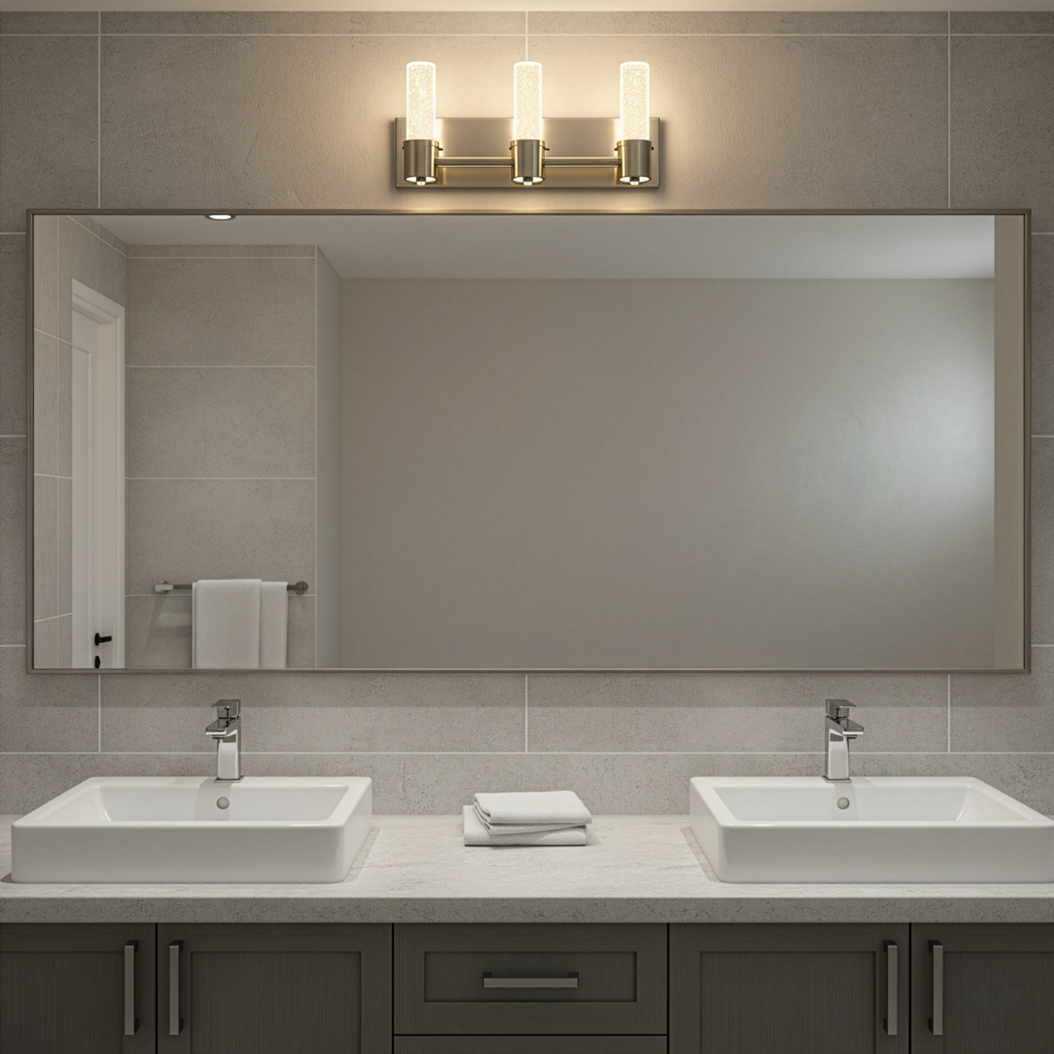 Vivio Soffi LED Rectangle Vanity - Brushed Nickel Seeded Glass 15W 4000K