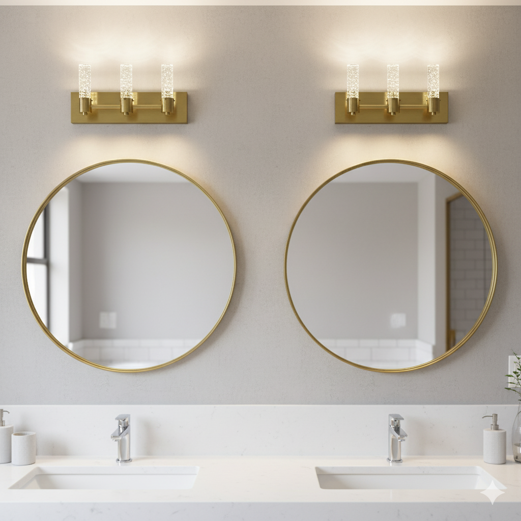 Vivio Soffi LED Rectangle Vanity - Matte Gold Seeded Glass 15W 4000K