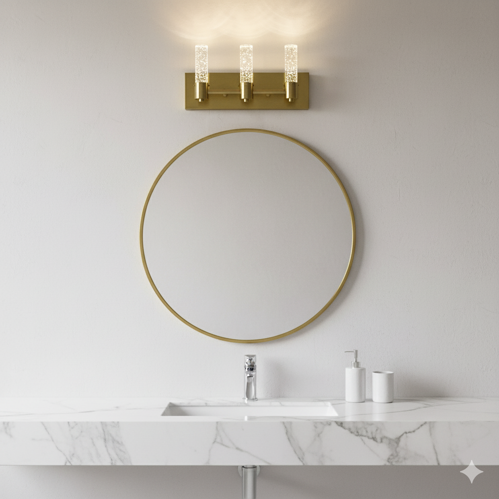 Vivio Soffi LED Rectangle Vanity - Matte Gold Seeded Glass 15W 4000K