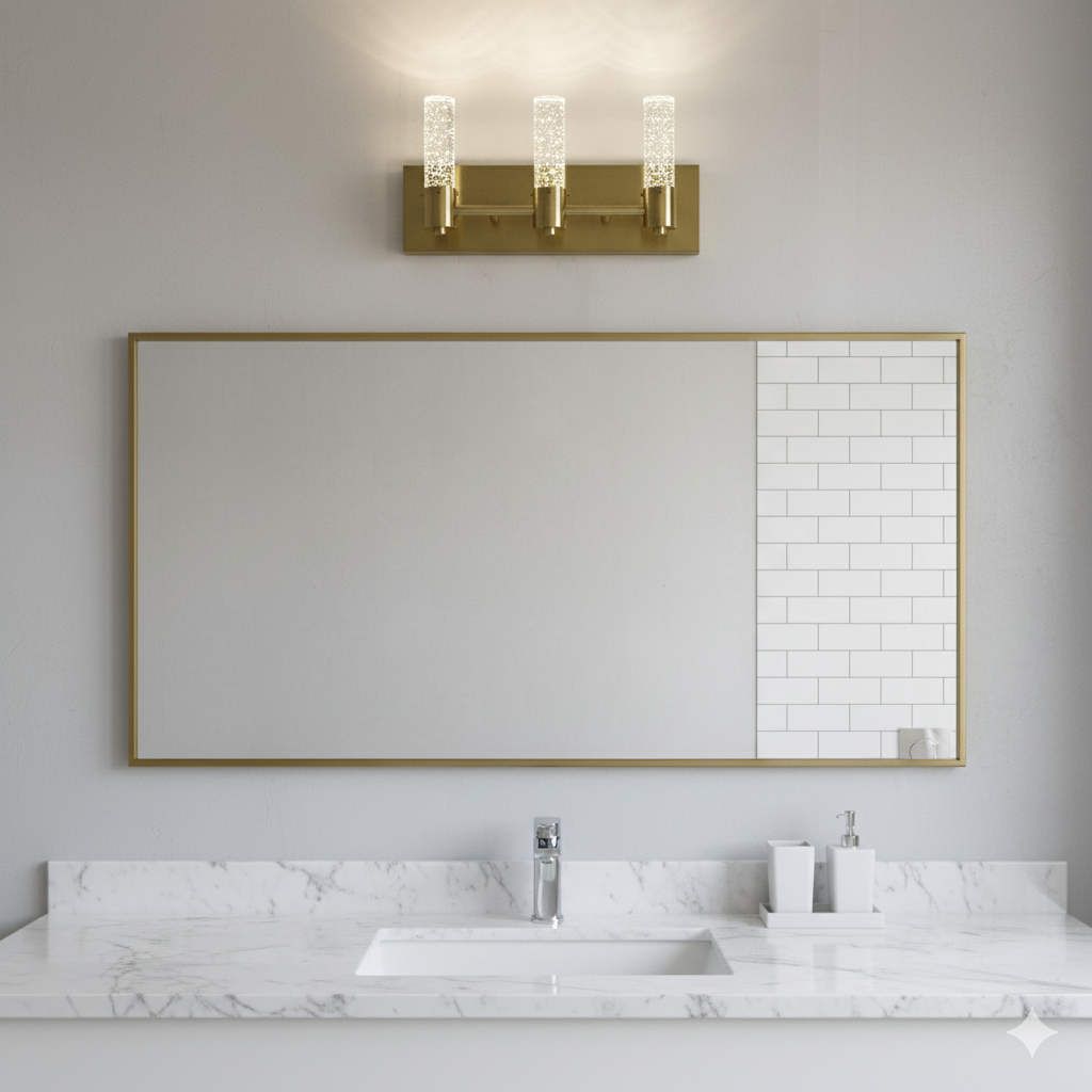 Vivio Soffi LED Rectangle Vanity - Matte Gold Seeded Glass 15W 4000K