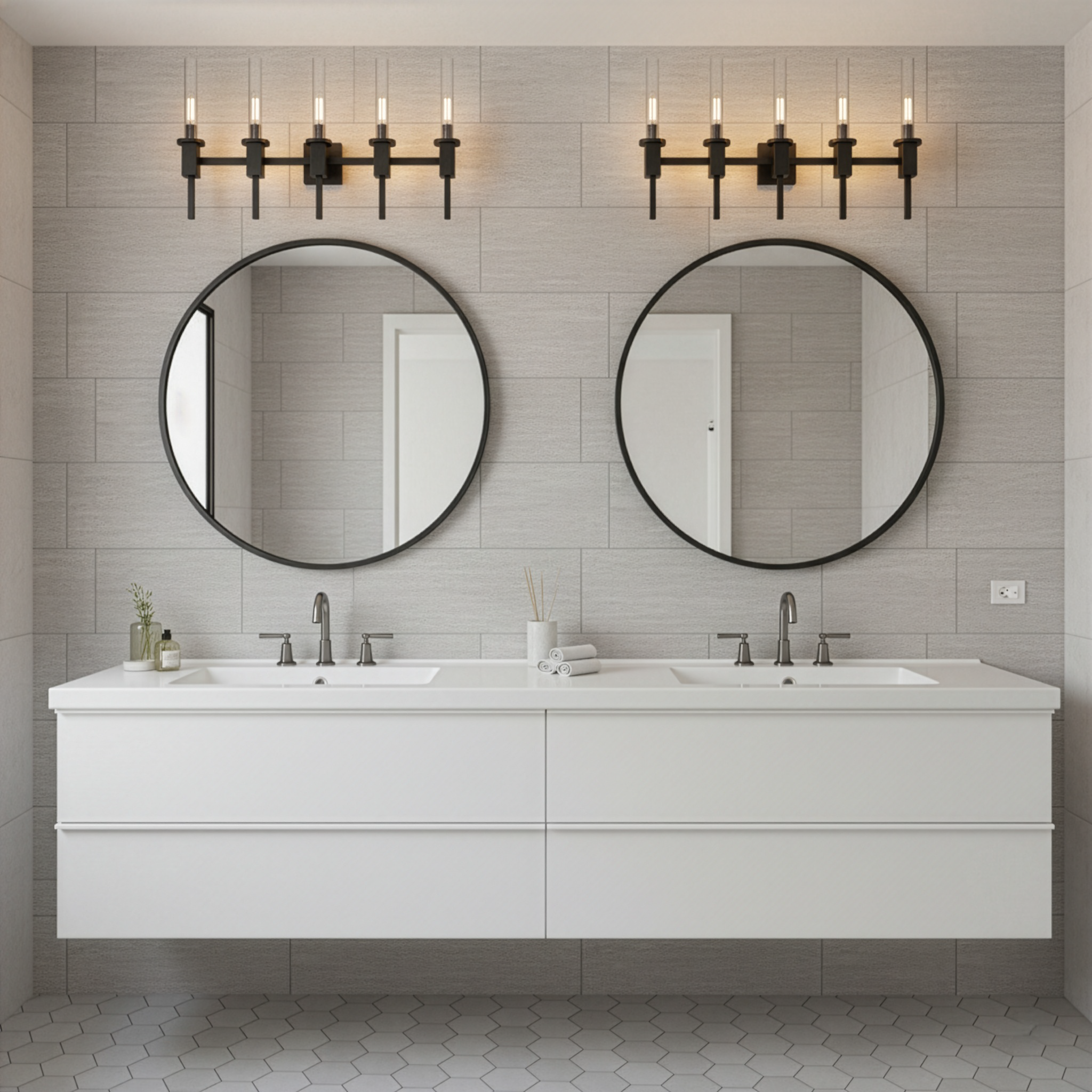 Vivio Roma 5-Light Clear Tube Glass Vanity - MB T10 8.5W LED 4K Lamps Included