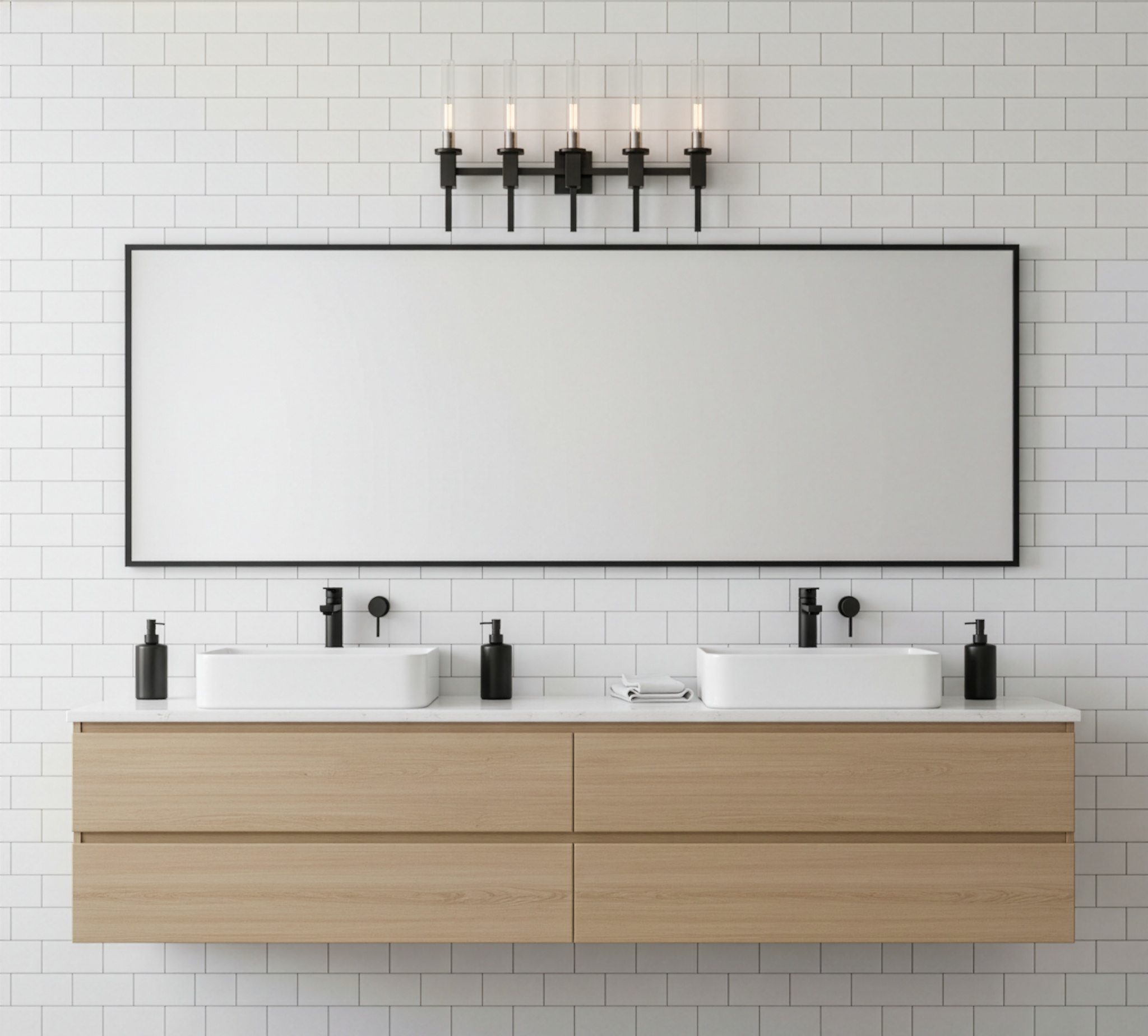 Vivio Roma 5-Light Clear Tube Glass Vanity - MB T10 8.5W LED 4K Lamps Included