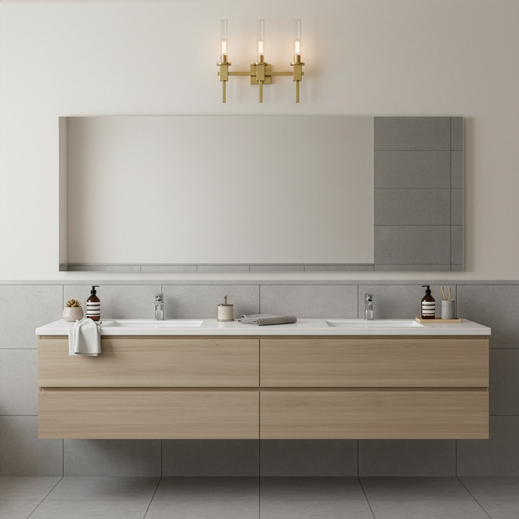 Vivio Roma 3-Light Clear Tube Glass Vanity - CG T10 8.5W LED 4K Lamps Included
