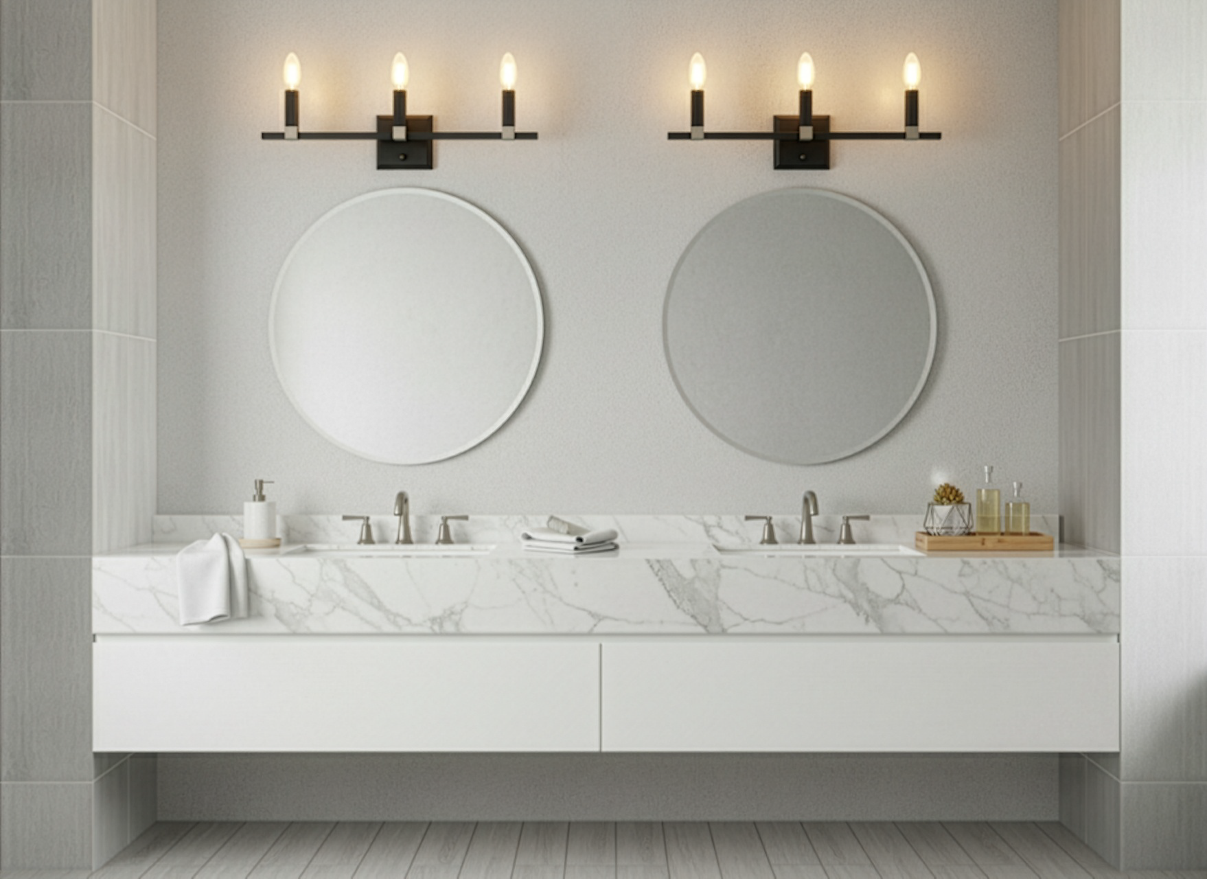 Vivio Maroni 3-Light Wall Sconce/Vanity - Matte Black/Brushed Nickel