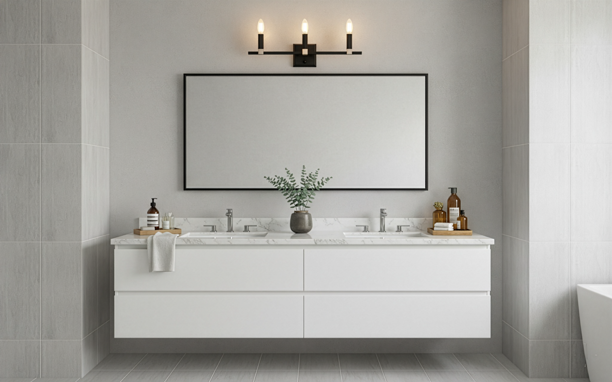 Vivio Maroni 3-Light Wall Sconce/Vanity - Matte Black/Brushed Nickel