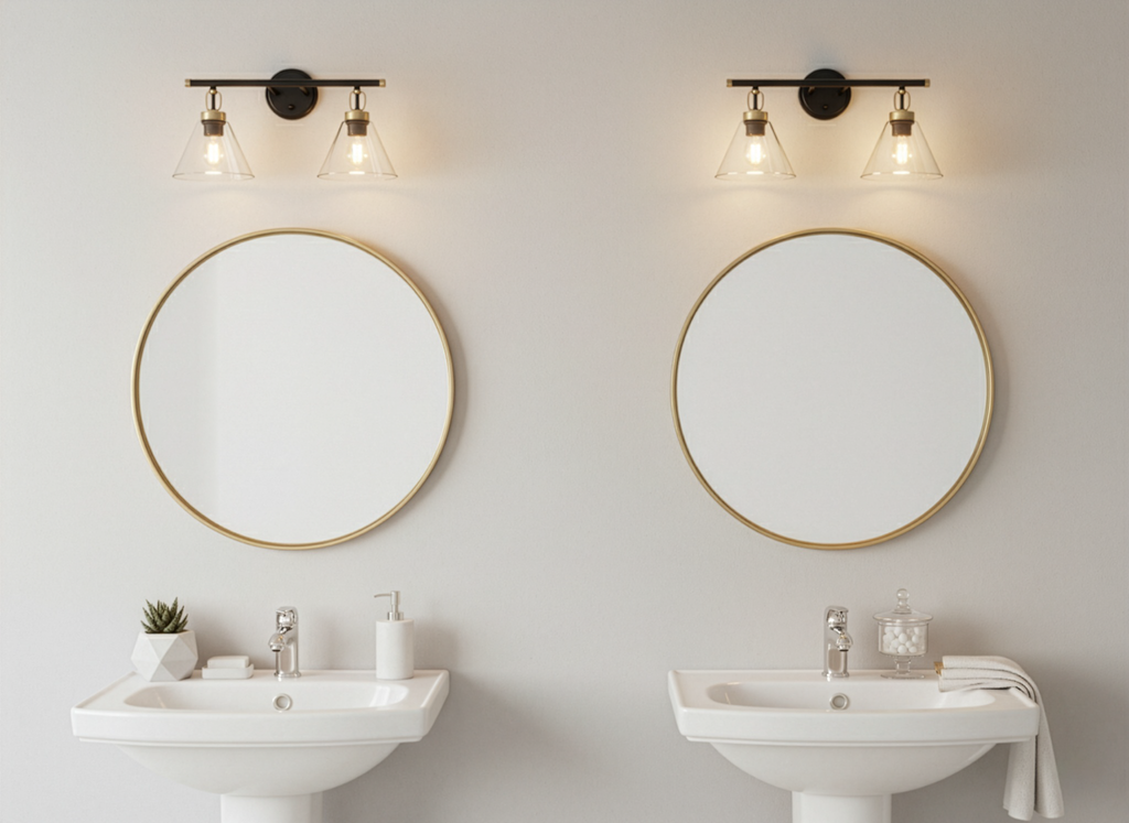 Vivio Siene 2-Light Vanity - Matte Black/Champagne Gold - Clear Cone Glass