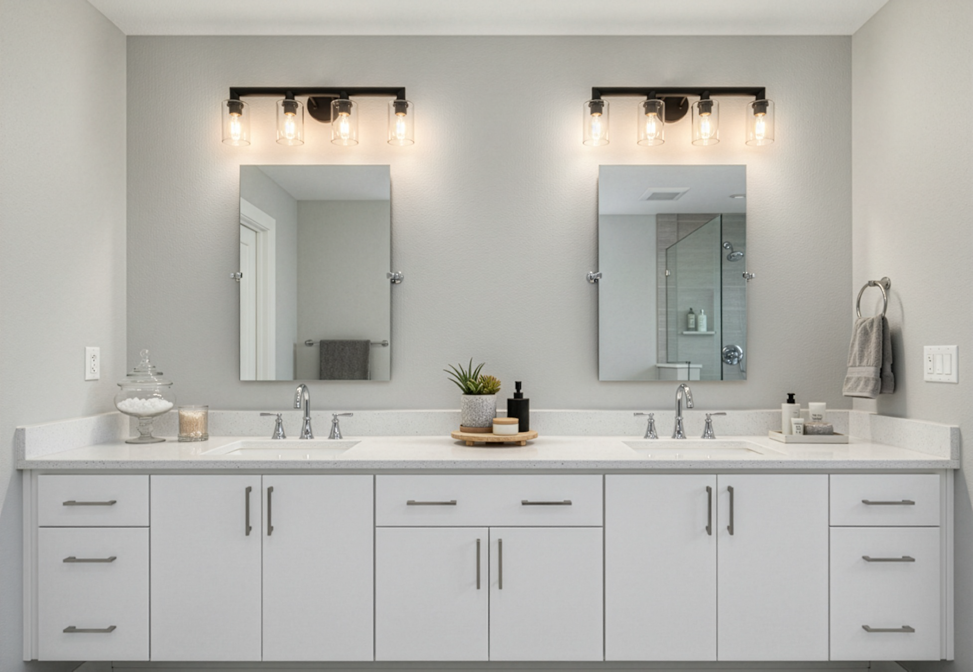 Vivio Yarra 4-Light Vanity - Matte Black - Clear Cylinder Glass