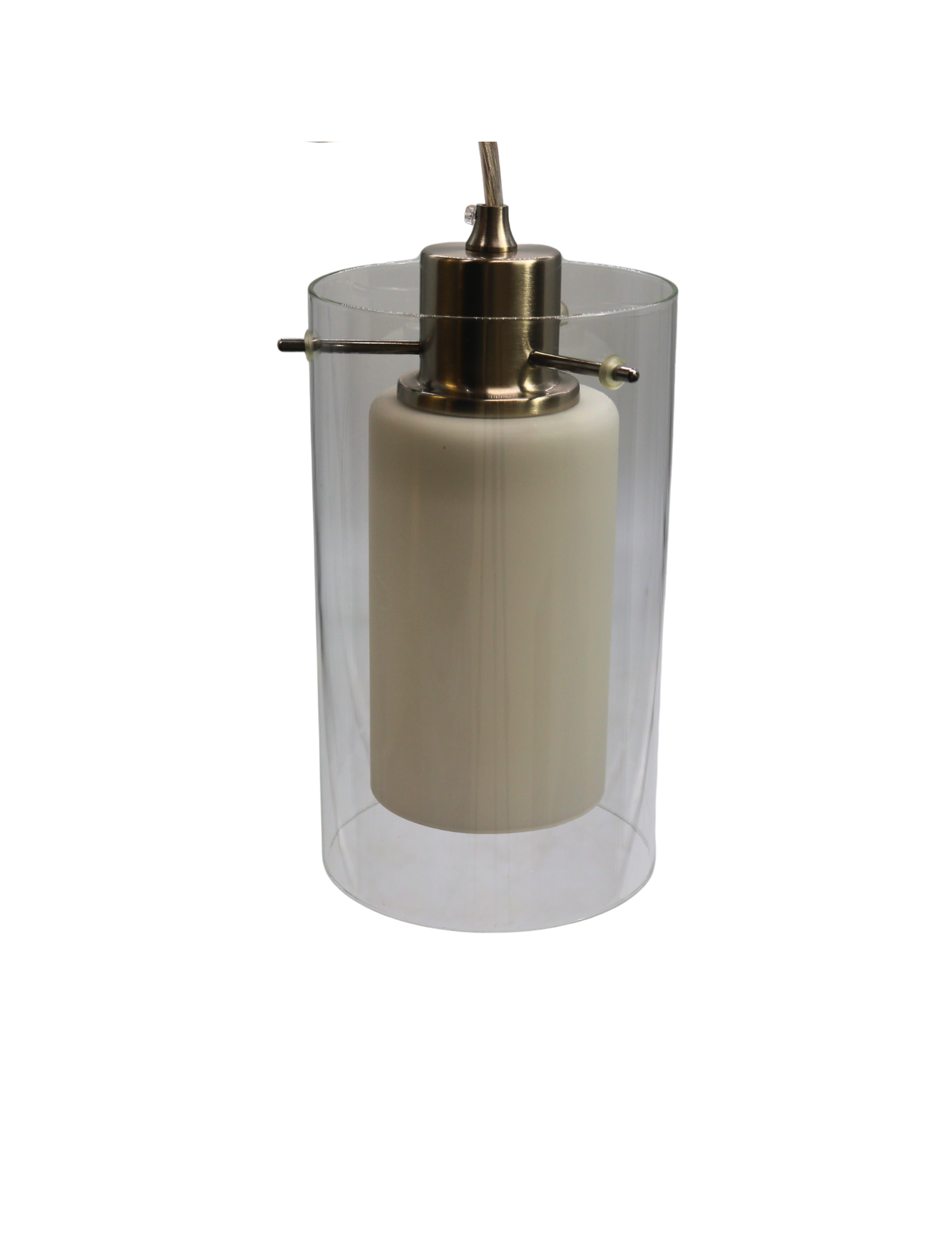 1-Light Double Glass Cylinder Pendant - Clear Cord - NK E26