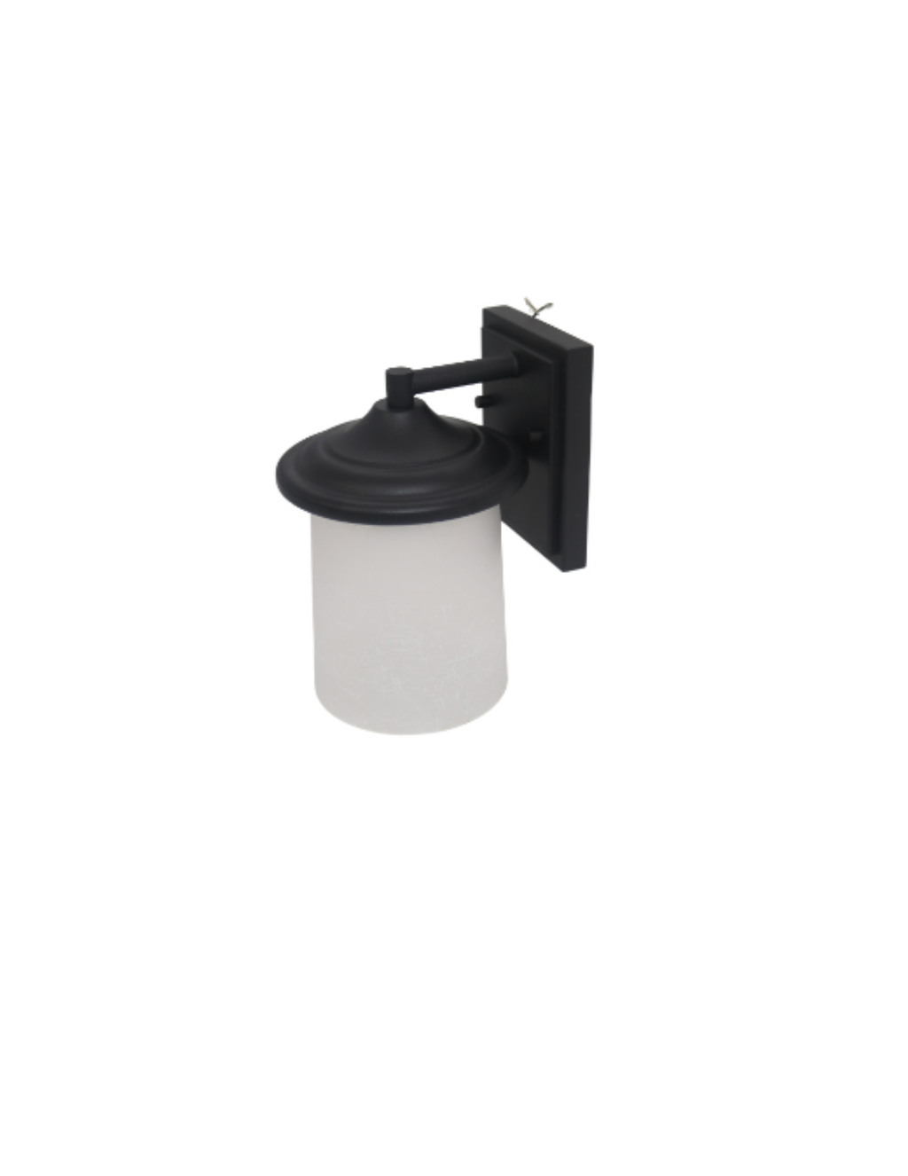 1-Light Frosted Cylinder Glass Coach Light - Matte Black