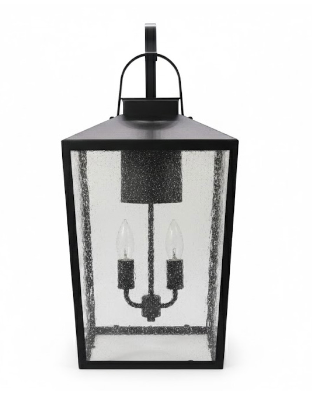2-Light Seeded Glass Outdoor Lantern - MB