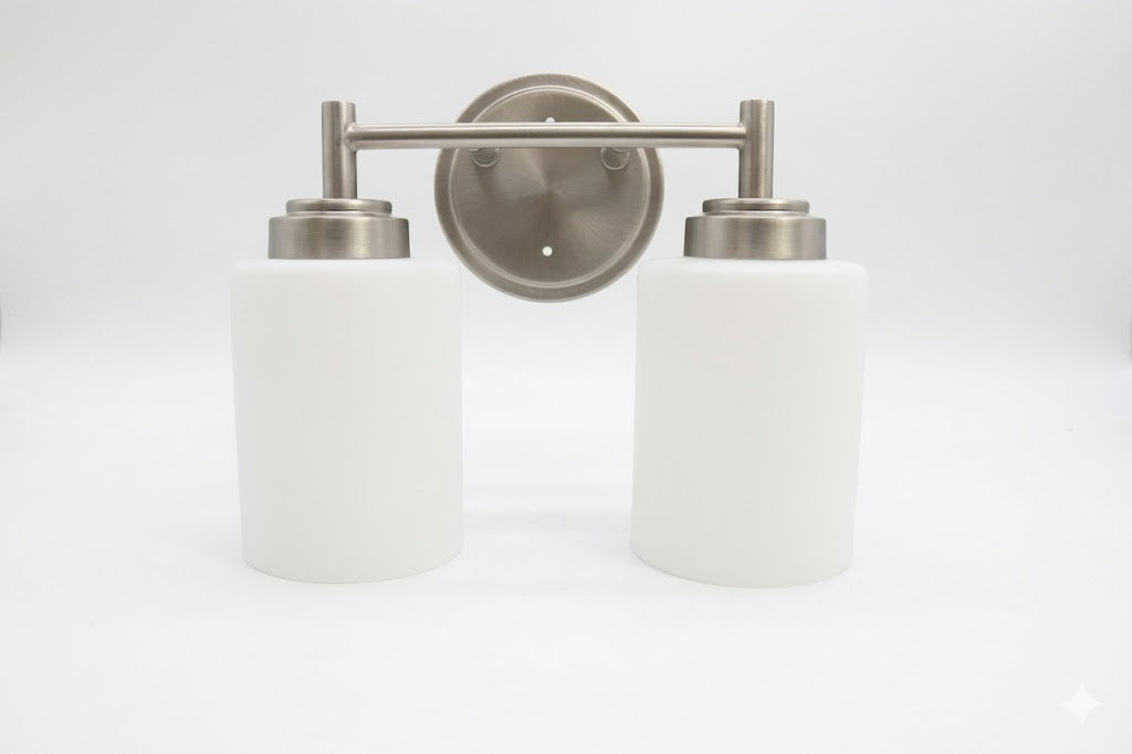 2-Light White Glass Vanity - NK